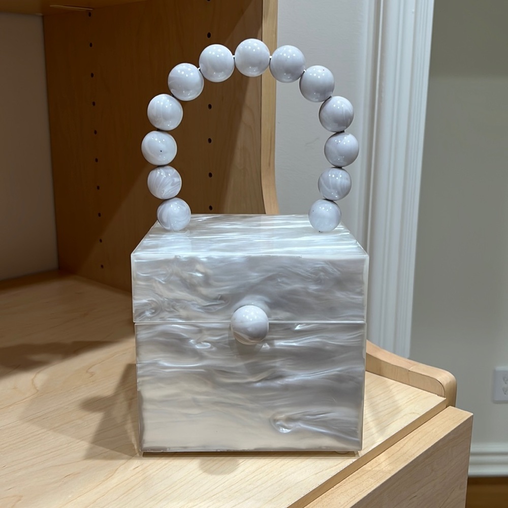 Cult Gaia EOS Marbled box Bag in White